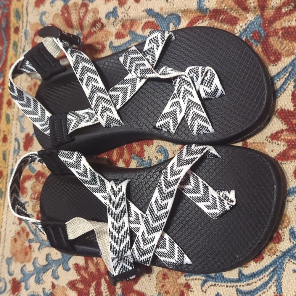 CHACO Sandals | Size W6, Black and White
